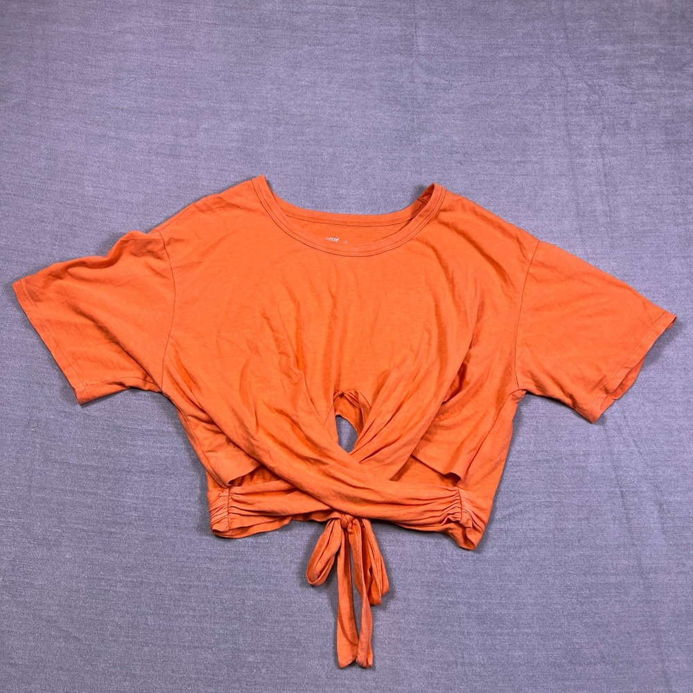 aerie Orange Short Sleeve Tie-Front Tee